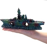 XUBX Resin Warship Aquarium Ornament 23x11x5 cm Non Toxic Shark Safe view 3