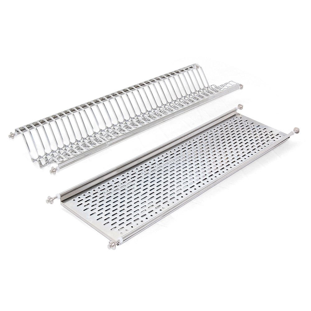 Emuca - Stainless Steel Dish Drying Rack for Standard 90 cm (35,4 inch) Width Kitchen Cabinet, Inner Width Module 835-870 mm