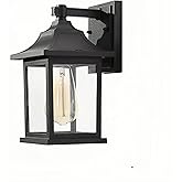 LALUZ Outdoor Wall Sconce Lights, Black Farmhouse Exterior Light Fixtures with Clear Glass, Anti-Rust Waterproof Outside Lant
