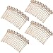 Gejoy 4 Pack Rhinestone Alloy Flower Hair Side Combs Wedding Bridal Jewelry Hair Clips for Women, Rose Gold