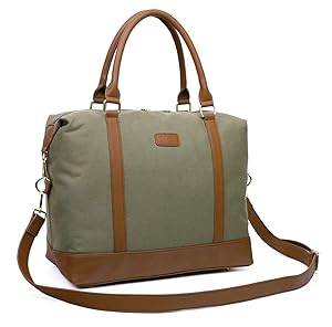 Ulgoo Carry On Duffel Tote Bag Travel Overnight Shoulder Bag in Trolley Handle (Army Green)