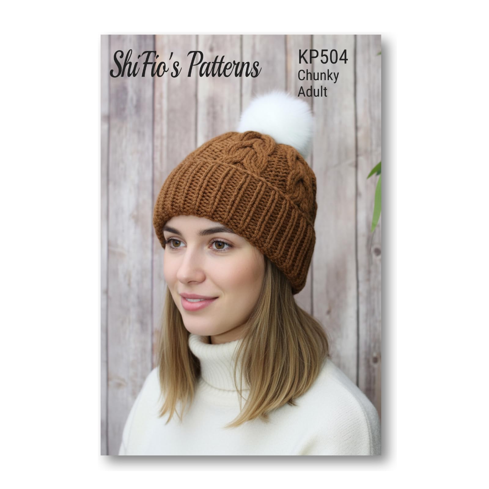 ShiFio's Patterns Paper Knitting Pattern for Ladies Hat, Ladies Hat Knitting Instructions, Adult Cable Hat Pattern, Chunky Yarn Knitting Pattern, KP504 White