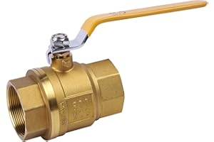 YADIAN 2" Ball Valve Brass NPT Female Full Port with Yellow Vinyl Insulation Handle, Heavy Duty Water Shut Off Ball Valve 2inch, NPT Female x Female Thread, 600 WOG (2 Inch NPT, Pack of 1）