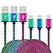 Micro USB Cable 6ft, BestElec High Speed Premium Nylon Braided 3-Pack USB 2.0 A Male to Micro B Sync Data & Charging Cord for Android, Samsung, Galaxy, Motorola, Nokia, Nexus, HTC, LG, Sony