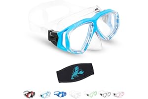 OMGear Goggles Kids Swimming Silicone Swim Mask Snorkeling Gear for Kids Tempered Glass Snorkel Goggles with Nose Cover Scuba Diving Goggles with Cute Neoprene Mask Strap Cover