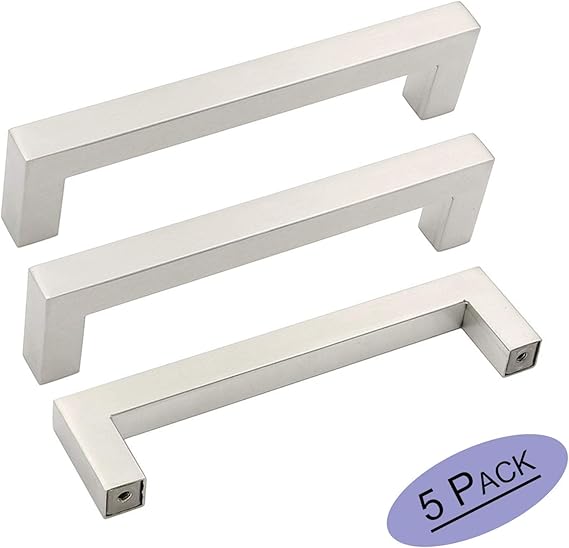 5Pack goldenwarm Kitchen Handles Brushed Nickel Square Bar