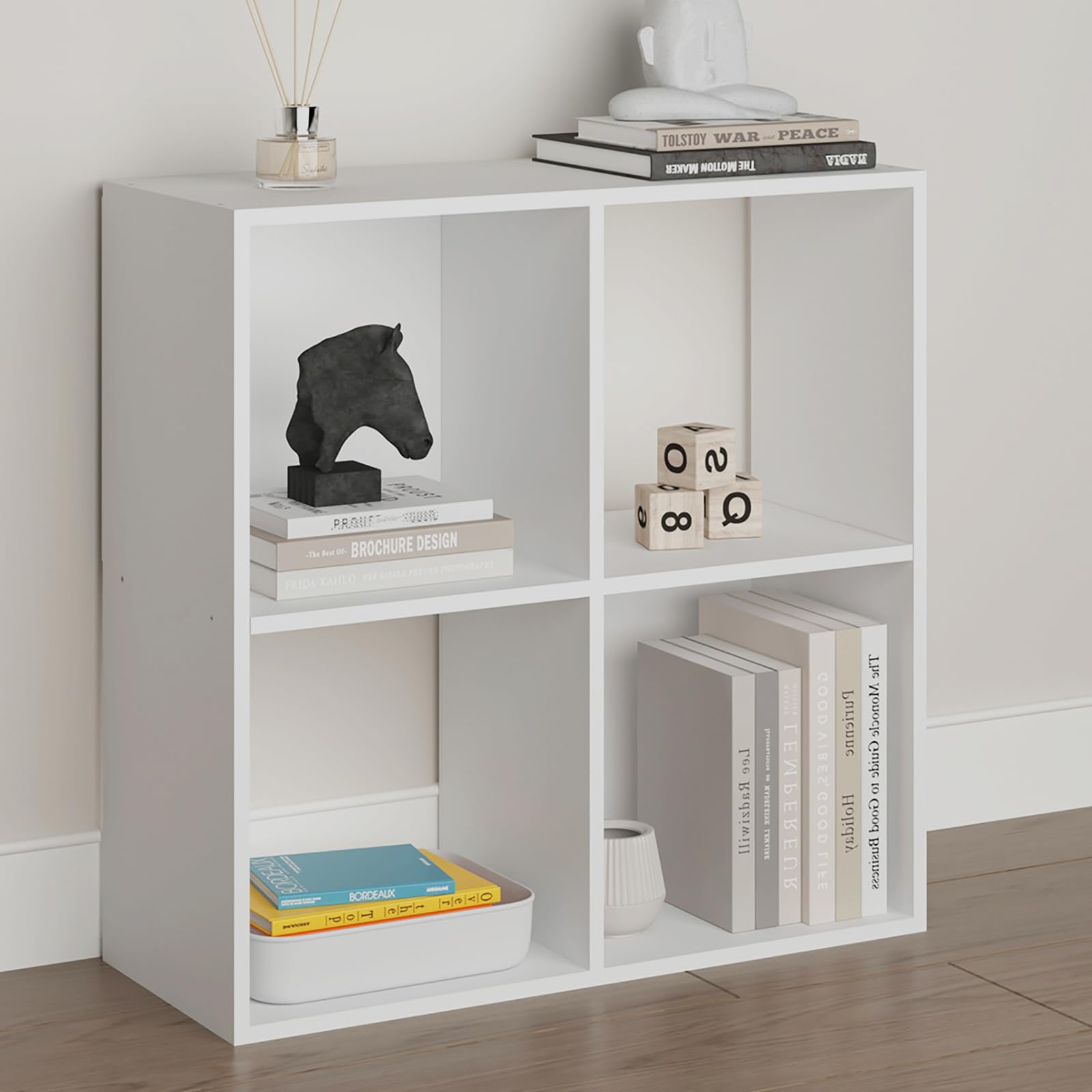 Photo 1 of ****SIMILAR ITEM****VAFHYLLIS 4 Cube Storage Organizer?Freestanding Storage Display Bookshelf, Wood Bookcase with Open Back,for Living Room, Bedroom, Home, (White, 4 Cube)