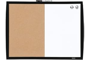 Quartet Combination Magnetic Whiteboard & Corkboard, 17" x 23", Combo Dry Erase White Board & Cork Board, Curved Frame, Message Board, Black Frame (41723-BK)
