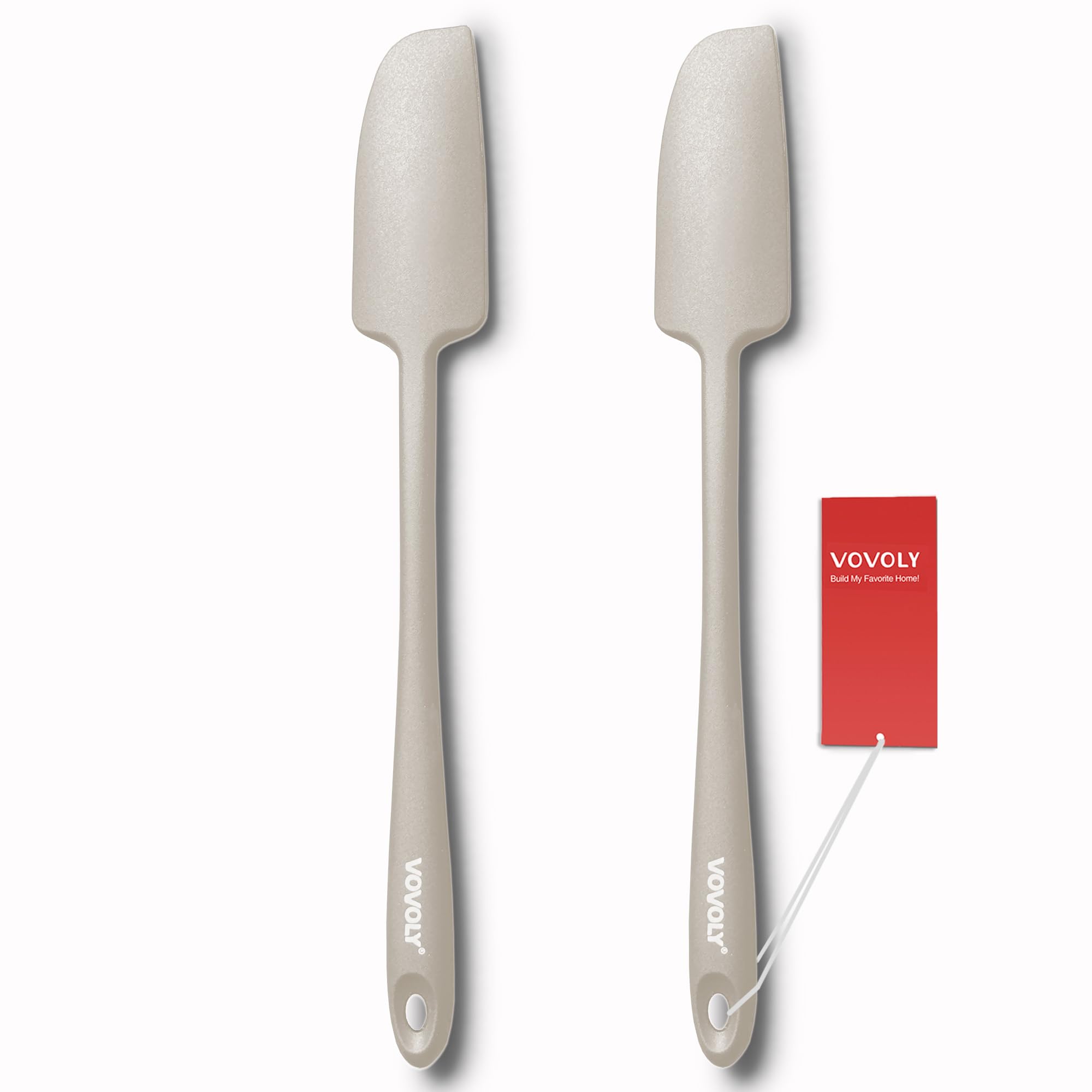 Photo 1 of ***PARTIAL SET (1/2) - PRICE ADJUSTED*** 2-Pack Vovoly Silicone Jar Spatulas, Small Seamless Design Rubber Scraper with Stainless Steel Core, Heat Resistant and Non-Stick Mini Spatula for Jars and Blenders, BPA Free,11 IN, Khaki