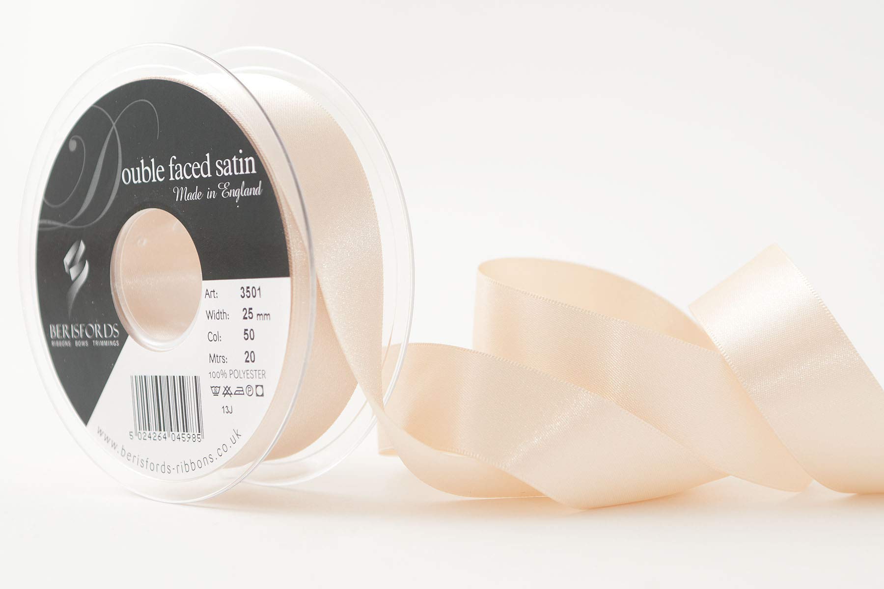 Berisfords Ribbon, Cream, 25 mm