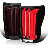 SPEC-D TUNING Full LED Tail Lights For 2007-2013 Toyota Tundra | LED Sequential Turn Signal | Startup Animation | Red LED Light Bar | Glossy Black, Smoke