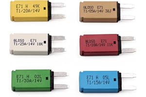 Gloaso ATM Auto Reset Fuse Circuit Breaker 12V Low Profile 5A 10A 15A 20A 25A 30A, UL, 12 Volt DC Self Resetting mini Blade Fuses Kit for Automotive Car RV Boat and More, Mixed 6 Pack