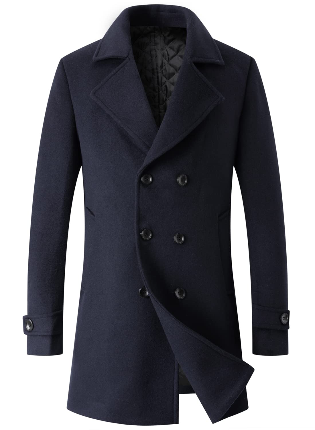 thumbnail image 2 of Dgoopd Mens Trench Coat Double Breasted Coat Notch Lapel 2 of 14