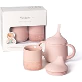 Moonkie Baby Training Cup &amp; Sippy Cup Set | 4 Months+ | Baby-Led Weaning Essential | Gift for Infants (Blush Cup Set, 2 Pack)