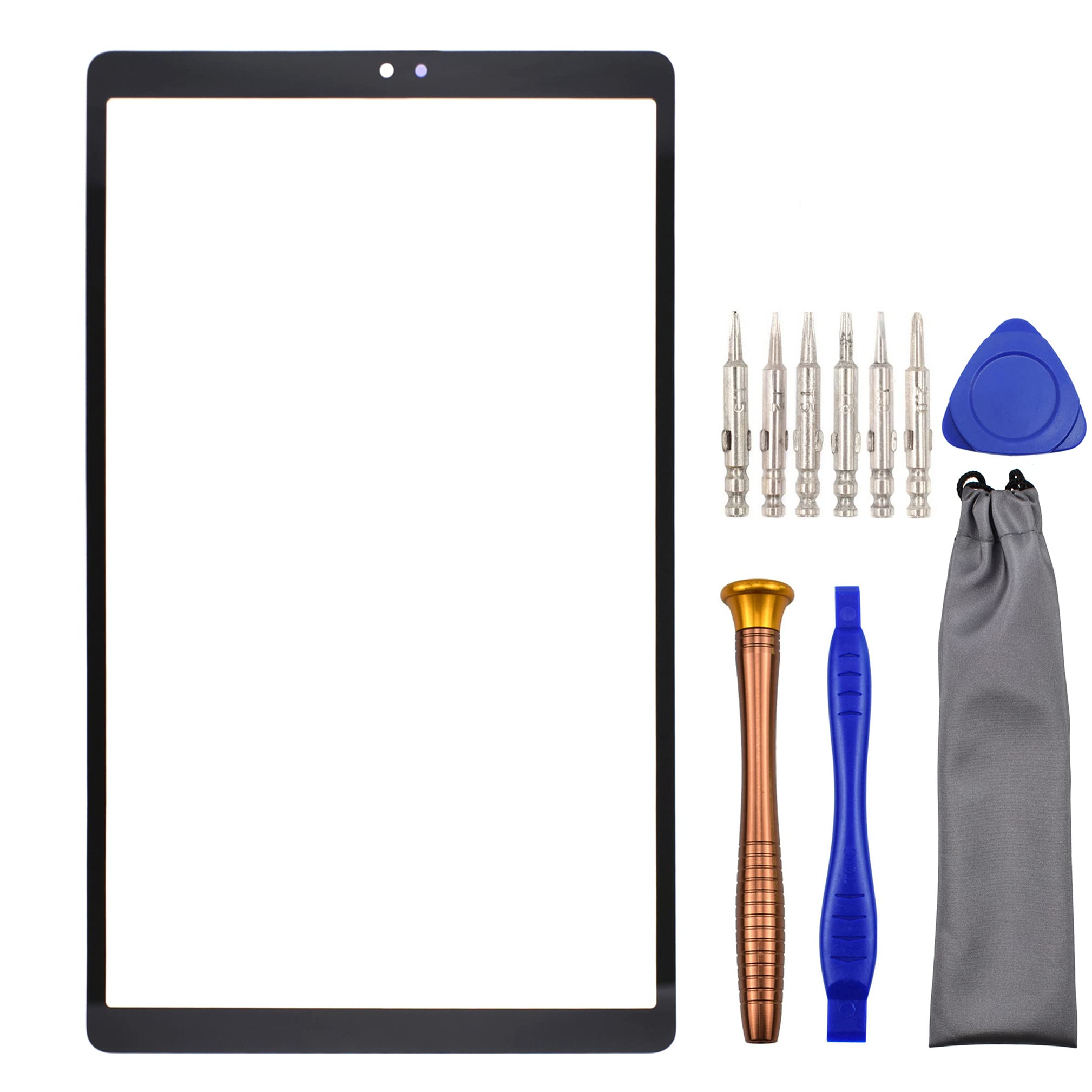 Photo 1 of Tablet Front Glass Screen Repair Part for Samsung Galaxy Tab A7 Lite Tab A7 Lite Wi-Fi SM-T220 with Tool Kit Black 8.7"