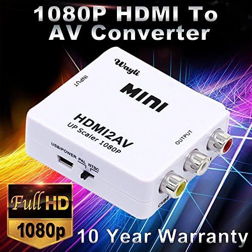 YOUBY2 1080P HDMI To AV Converter RCA CVBs Composite Video Audio Converter Adapter Supporting PAL/NTSC with USB Charge Cable for PC Laptop White