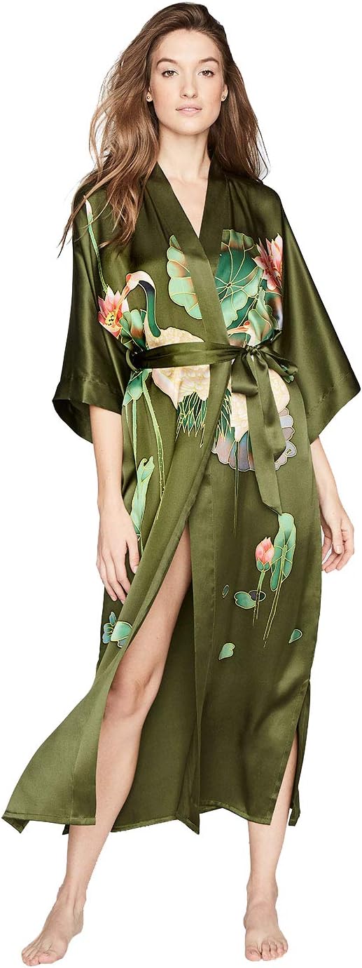 Women's Silk Kimono Robe Long - Handpainted