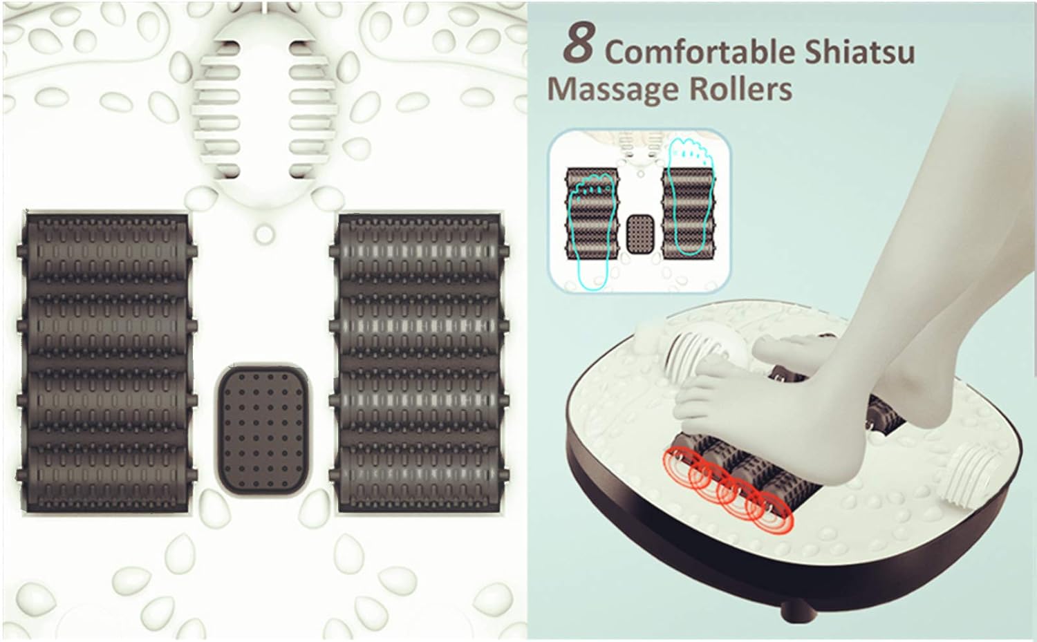 Foot Spa Bath Massager with Heat Bubbles, 8 Removable Massage Rollers, Time & Temprature Control, Pedicure Foot Soak for Tired Feet Stress Relief Home Use, Large Size for Soaking Feet: Beauty
