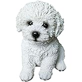 PTAHAN Bichon Frise & Maltese Dog Statue Outdoor - Resin Garden Decor for Pet Lovers, 5.9x4.3x6.3 Inch Weatherproof Figurines, Yard Ornament & Gift for Dog Owners