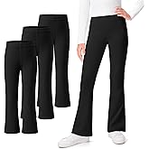 KEREDA 3 Pack School Uniform Pants for Girls Flare Leggings Bell Bottoms Trendy Clothes for Teen Girls Kids