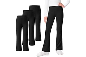 KEREDA 3 Pack School Uniform Pants for Girls Flare Leggings Bell Bottoms Trendy Clothes for Teen Girls Kids