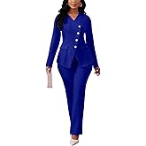 Pant Suits for Women Dressy Long Sleeve Blazer Jackets and High Waisted Wide Leg Pants Sets 2 Piece Work Outfit 2025