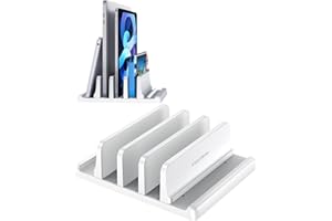 Vaydeer 3-Slot Vertical Laptop Stand Made of Premium ABS Plastics 5 in 1 Design Space-Saving Adjustable Desk Organizer for Al