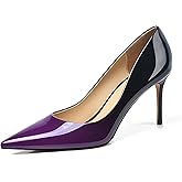 XINIUNIU High Heels for Women Pumps Gradient Patent Leather Purple 3.25 inches 8CM Formal Sexy Fashion Stiletto Dress Wedding Shoes Pointed Toe Size 9.5