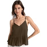 visesunny Women's Tank Camis Sleeveless V Neck Spaghetti Strap Ruffle Peplum Casual Outfit Summer Halter Top XS-2XL