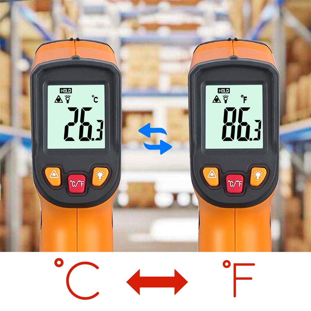 KETOTEK Laser Thermometer Gun Infrared Thermometer Digital Non Contact Food Thermometers -50℃ to 600℃ (-58-1112℉) IR Thermometer Professional Grade Temperature Tester Recorder (not for human) - Image 5