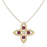 LUSTRE AND LIGHT Natural Gemstone 4 Petal Flower Pendant Necklaces for Women in Silver/18K Yellow/Rose Gold Vermeil, Birthstone Jewelry Gifts for Her Birthday, Anniversary, Graduation,Christmas