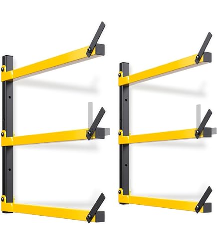 Sinoer Lumber Rack – Wall Mount 3-Level Storage Rack, Heavy Duty Steel, Holds 660 Lbs Per Unit (2-Pack = 1320 Lbs) – For Wood, Pipes, Ladders, Skis & More