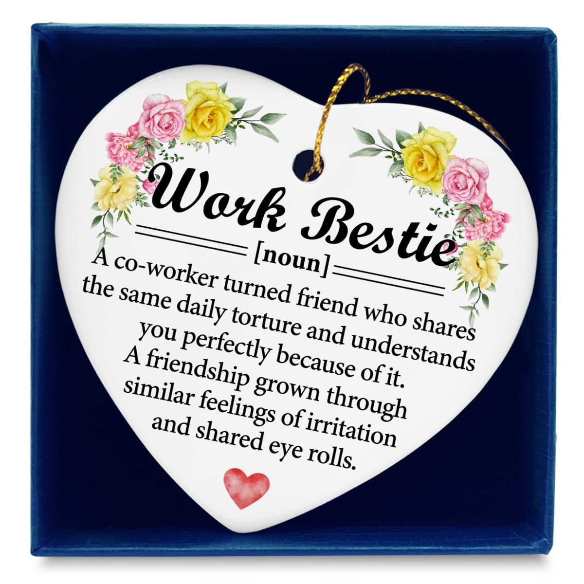 Photo 1 of Funny Work Bestie Gift Ceramic Ornament Keepsake, Gifts for Work Bestie Retirement Leaving Going Away New Job, Work Bestie Hanging Ceramic Ornaments Plaque