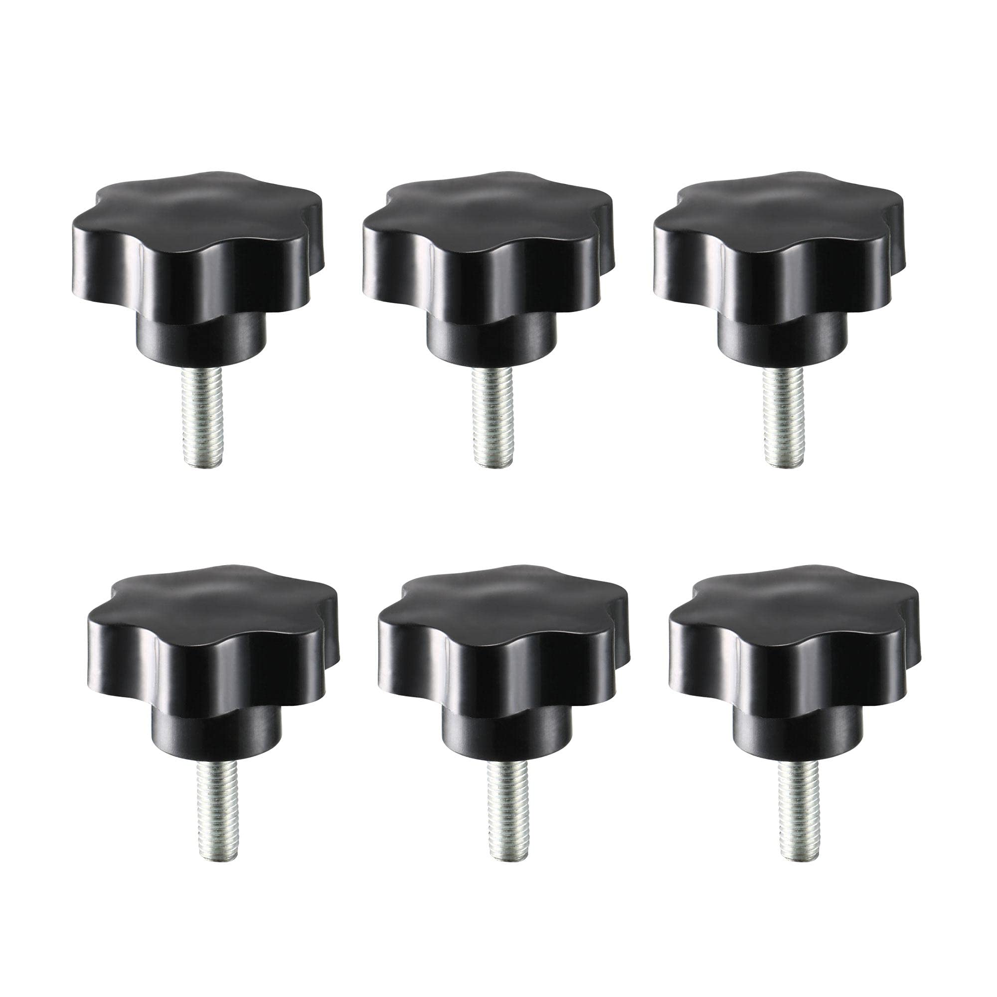 uxcell Clamping Screw Knob, 48mm Dia Plum Hex Shaped Grips Star Knob M8 x 25mm Male Thread, 6pcs