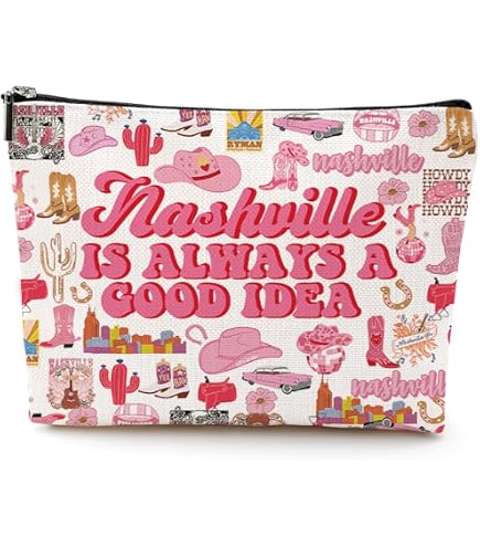 FOTAP Nashville Make-up Tasche - Kosmetiktasche Mit Reißverschluss, Country Music Design, 23,5x17cm