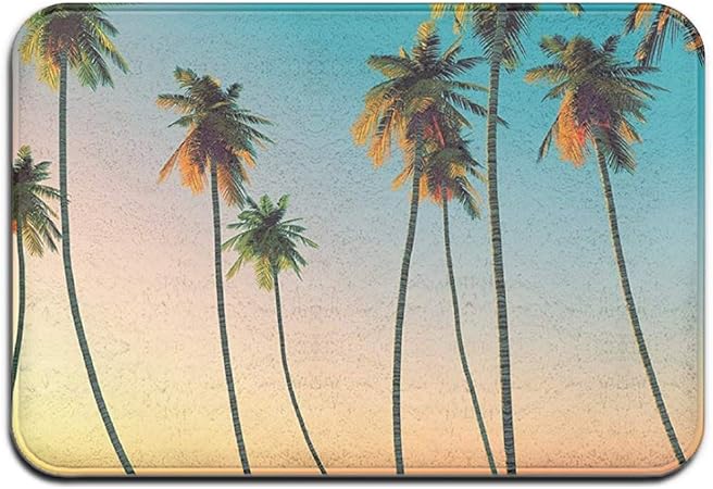 Liumt Palmera Al Atardecer Alfombrilla Antideslizante Alfombrilla