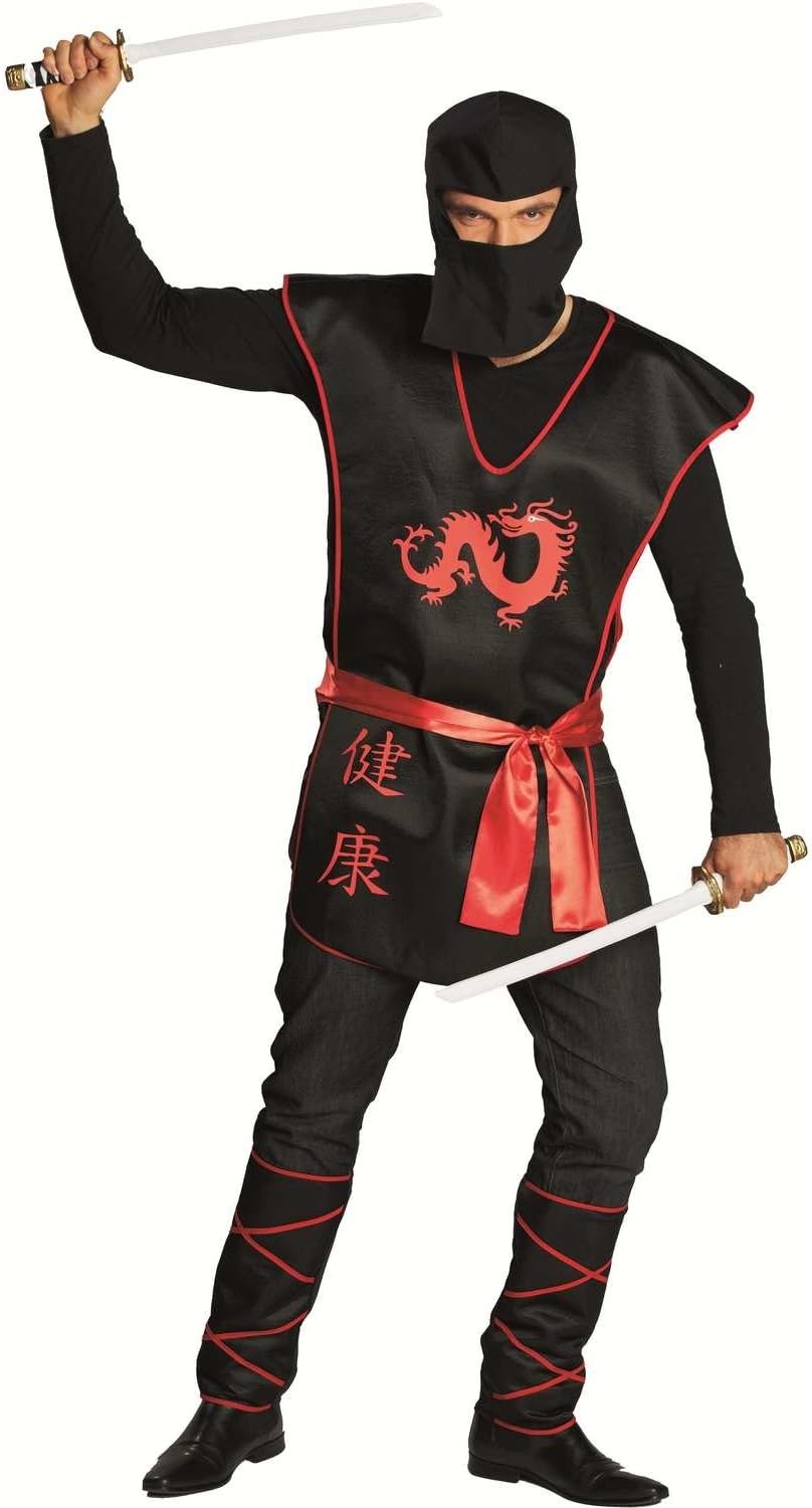 Mens Black Ninja Japan Samurai Warrior Outfit Fancy Dress Costume Medium