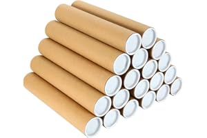 ZOFORTY 20 Pack 2 x 12 Inch (11.8) Mailing Tubes with Caps, Cardboard Poster Tubes for Shipping Posters, Art Prints (Kraft)