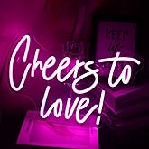 QiaoFei Led Cheers To Love Neon Sign USB Powered with Dimmer Switch Neon Lights for Room Home Bar Art Wall Decor Party Window Living Room Decor Wedding Engagement Wall Hanging Decoration (Pink)