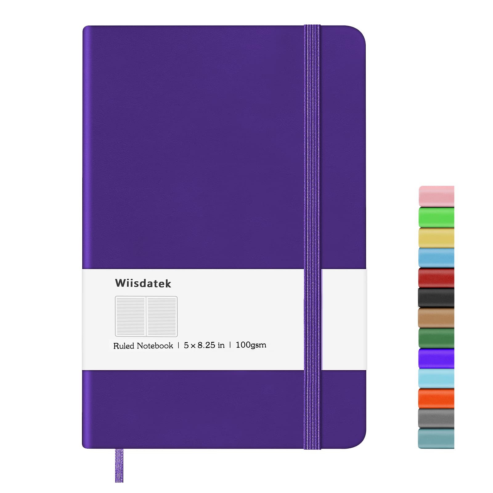 Wiisdatek A5 Notebook with Lined Pages, Hardback Journal Notepad Note Book New Notes Diary Pad for Office School Business Writing 5"×8.25"(Purple)