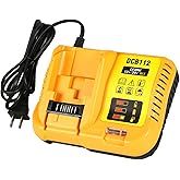 Lenoya DCB112 Charger Repalcement for Dewalt 12v/20v Battery Charger Compatible with Dewalt 12v/20v Max Battery DCB200 DCB203 DCB125 DCB107 Yellow