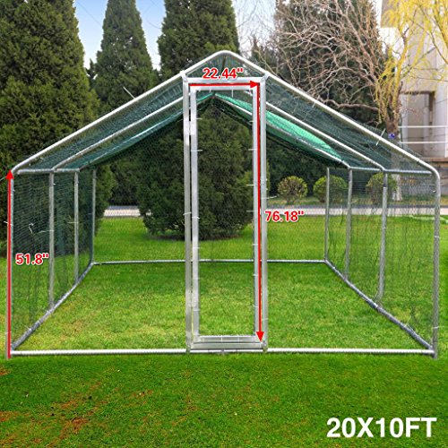 Idealchoiceproduct 20x10ft Large Metal Chicken Coop Wakl-in Chicken Coops and Runs Backyard Hen House Farm Ranch Run Walk in Poultry Cage - Thumbnail 2