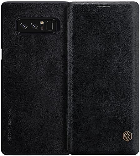 Galaxy Note 8 Case, Nillkin Qin Ultra Thin Classic texture PU Leather Scratch-Proof anti-skid dirt-proof Flip Card Slot Wallet Pouch Case Cover For Samsung Galaxy Note 8 (Black)