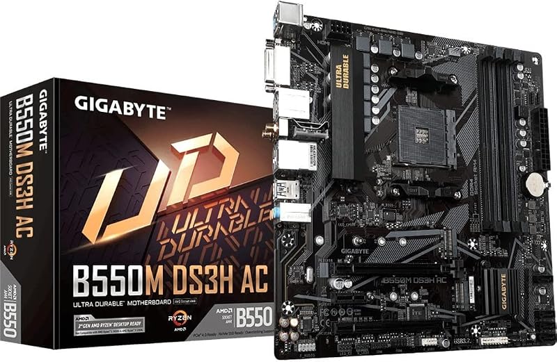 Gigabyte B550M DS3H AC Motherboard AM4 AMD Ryzen DDR4 Dual M.2 WiFi Bluetooth