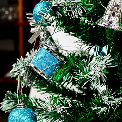 3 otters 2Ft Artificial Christmas Tree, 26PCS Pre-Lit Christmas Tree Set Tabletop Xmas Tree Snow Flocked for Christmas Winter Table Home Decoration