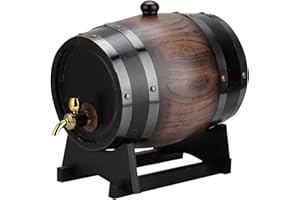 Yechiry 3L Oak Wood Whiskey Barrels, Aluminum Foil Liner Prevents Leakage, Vintage Wooden Wine Cask with Stand for Aging Whis