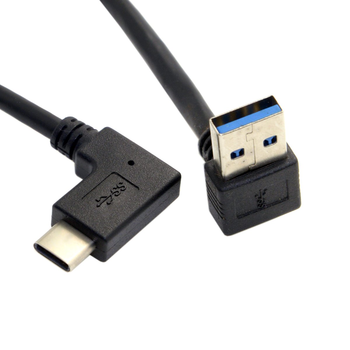cablecc Reversible USB 3.1 USB-C Angled to 90 Degree Up Angled A Male Data Cable for Tablet Mobile Phone
