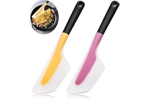 Bigwinyep Omelette Spatula, Silicone Spatula Heat Resistant Flip and Fold Omelette Turner for Kitchen Omelet Pancake Crepes, 