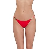 Steve Madden Womens Strap Side Bikini Bottom with Gold Chain