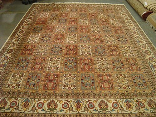 Bakhtiari Pestal Flower All Over Rectangle Area Rug Wool Silk Hand Knotted Carpet (12.1 x 9.2)'